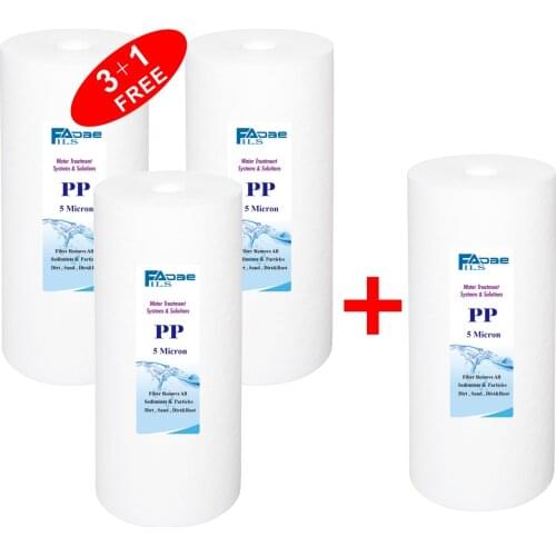 4 PACK OF 5 Micron Big Blue Sediment Water Filter Cartridges 10" x 4.5" Whole House Melt Blown Filters