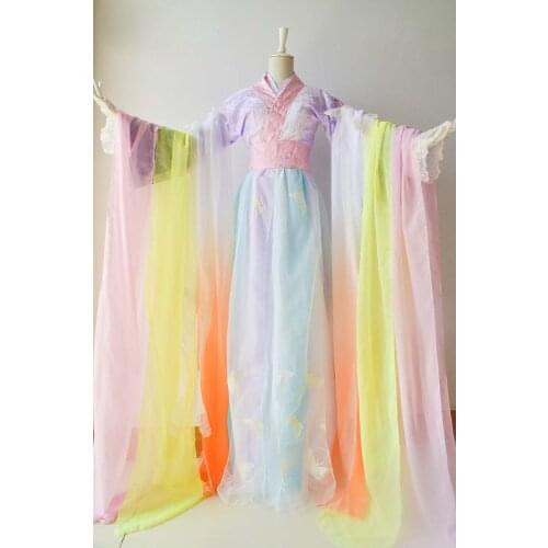 5 Designs Female Princess Fairy Costume Hanfu Lace Embroidery Print Chiffon Sakura Bamboo Butterfly Beautiful Cosplay Hanfu