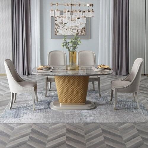 Baijiahui American light luxury solid wood and chair combination French postmodern oval table household dining