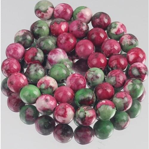 Natural Stone Red Green Colorful Rain Jaspers Round Loose Beads for Jewelry Making DIY Woman Bracelet Necklace 4/6/8/10/12mm