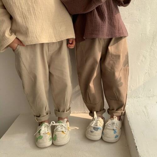 2021 Childrens Casual Pants Autumn New Childrens Korean Style Harem Pants Casual Pants Girls Solid Loose Trousers 2-7 Years