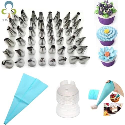 50Pcs/set DIY Stainless Steel Plastic Cake Decorating Mouth Decorating Bag Decorating Mouth Converter Baking Cake Tool set YJN