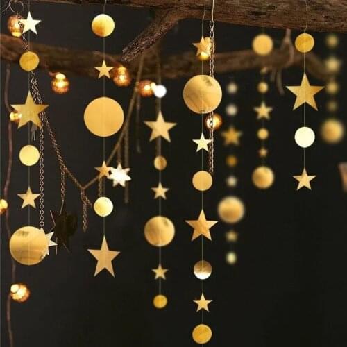 Flag 4m Shop Decoration 4M Gold Silver Disc Stars Garland Birthday Wedding Decorative Banner Bunting Nordic
