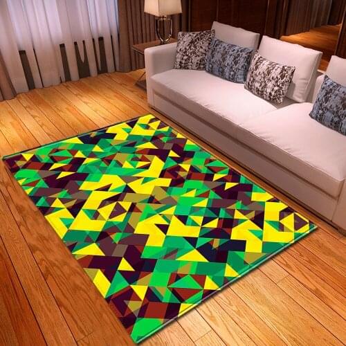 Geometric carpet home bedroom 3D printing carpet dining room modern living room non-slip large rugs children crawling ground mat