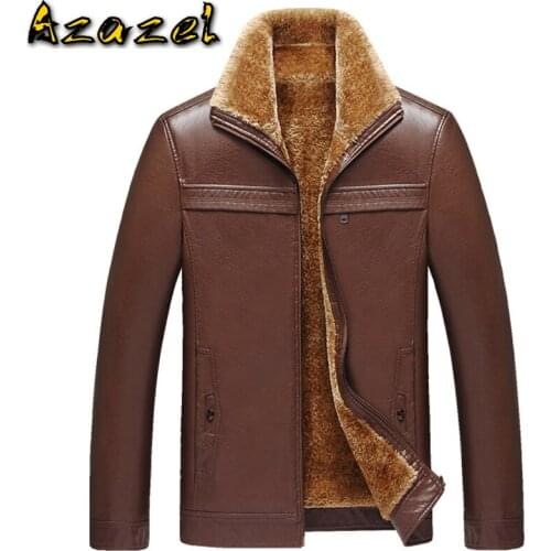 Famous Brand Mens Fur Lined Fur Leather Jacket Coat 4XL Mens Business Leather Jacket With Fur Cheap China Branding Clothes C227