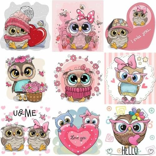 HUACAN 5D Diamond Painting Animal Full Drill Square Diamond Embroidery Owl Cartoon Mosaic Picture Of Rhinestone Handmade Gift