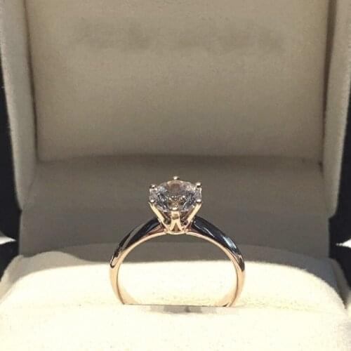 Classic six claws rings 100% 925 Sterling Silver 2ct Simulated Diamond Wedding Engagement Rings for Women Anniversary Jewelry