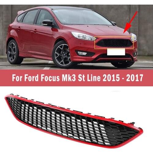 Red Car Front Bumper Centre Grill Panel Front Upper Mesh Grille Replacement For Ford Focus Mk3 St Line 2015 - 2017