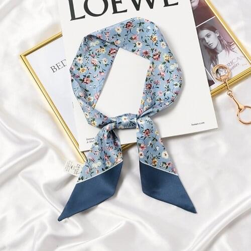 2021 Sweet Florals Hair Ribbons French Elegant Long Headband Bag Strap Accessories Beautiful Girls Bow Knot Hair Band Lady Scarf