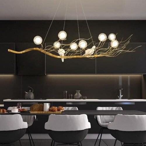 Retro Wrought Iron Chandelier LED Chandelier Gloss Restaurant Personality Creative Lighting Birds Nest LED Chandelier Lamps