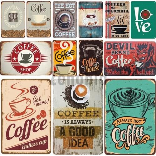 Coffee Plaque Metal Vintage Tin Sign Pin Up Shabby Decor Metal Signs Vintage Bar Decoration Metal Poster Pub Metal Plate