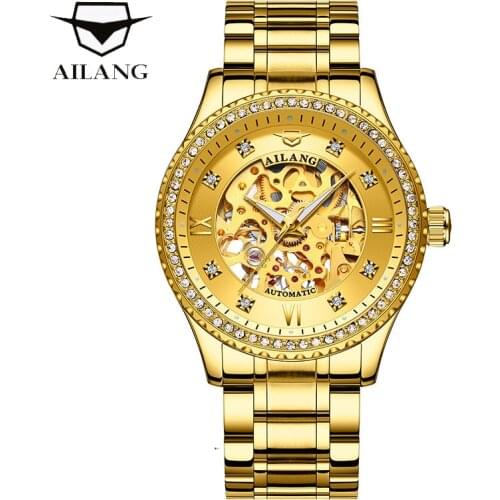 Fashion Luminous Watch Men Waterproof Skeleton Automatic Mechanical Clock Metal Strap Sports Mens Gold Watches Top Brand Luxury