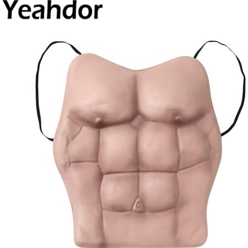 Male Simulation Fake Chest Muscles Abdominal Muscles April Fools Day Party Cosplay Costume Props Halloween Cosplay Decoration