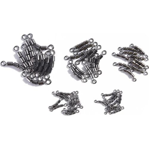 2 4 6 8 10 10pcs Bearing Safe Fishing Swivels Stainless Steel Rolling Triple Portable Corrosion Resistant Quick Connect Size