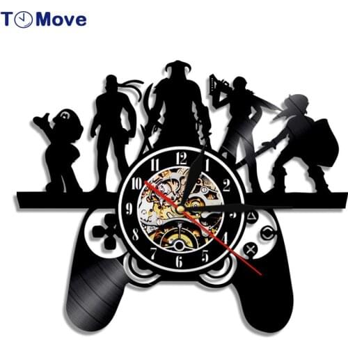 Game Room Game Controllers Wall Clock Retro Games Vintage Vinyl Record Wall Clock For Living Room Modern Pop Games Gift For Boys