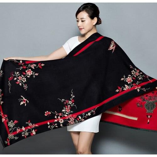 2019 Cashmere Shawl Winter Women Two Side Scarf Luxury Brand Female Scarves Floral Women Pashmina Shawl Femme Echarpe