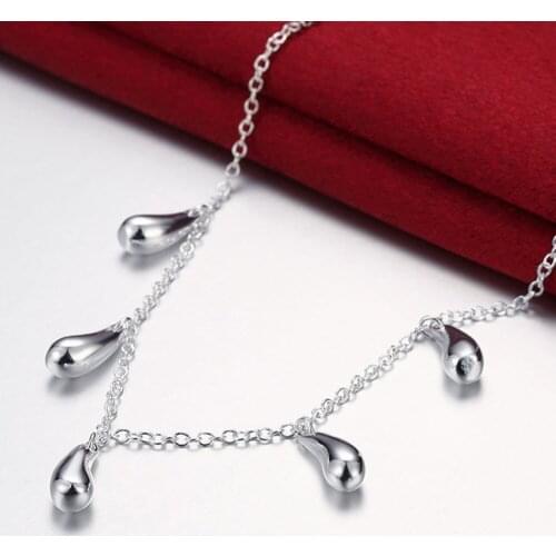 New Classic Silver 925 Necklace Fashion Jewelry Five Water Drops Chains Necklace for Women Christmas Gifts
