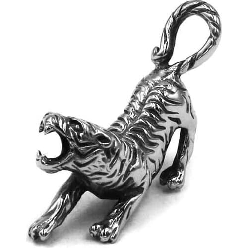 Wholesale Fashion Tiger Pendant Stainless Steel Jewelry Classic Three-dimensional Animal Tiger Biker Mens Pendant SWP0511