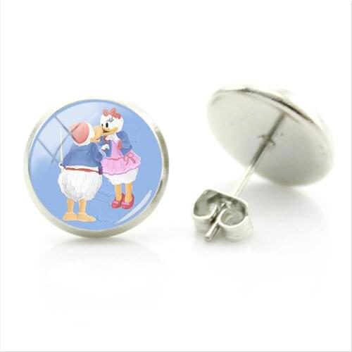 Disney Donald Duck Pendant Earrings Creative Design Glass Gem Earrings Gift New Fashion Jewelry