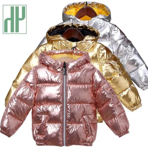 HH Boys Coats Winter Jacket Kids Down Cotton Coat Waterproof Snowsuit Pink Gold Silver Jacket Hooded Parka Girls Down Coats
