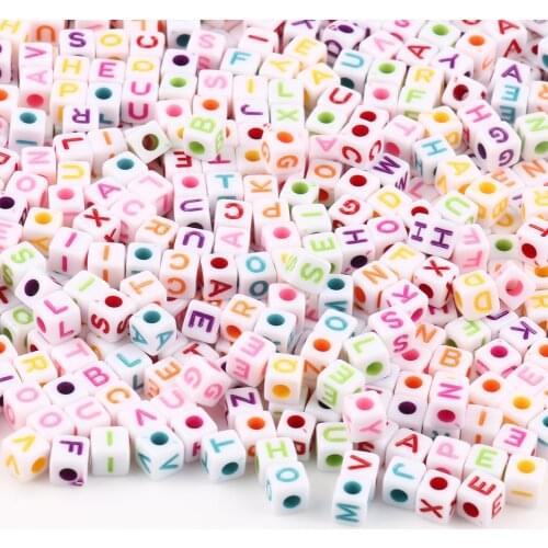 Mixed Colorful Letter Acrylic Beads Square Flat Alphabet Cube Loose Spacer For Jewelry Making Handmade Diy Bracelet Necklace 5mm