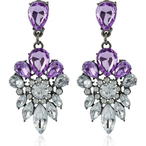 Crystal Teardrop Flower Stud Earrings Jewelry for Women Valentines Day Gifts for Her