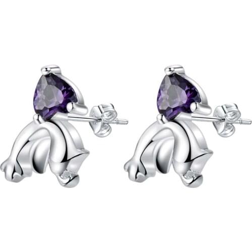 Inlay purple zircon fish high quality Silver Earrings for women fashion jewelry earrings /XXRQFQSV VFAWAXID
