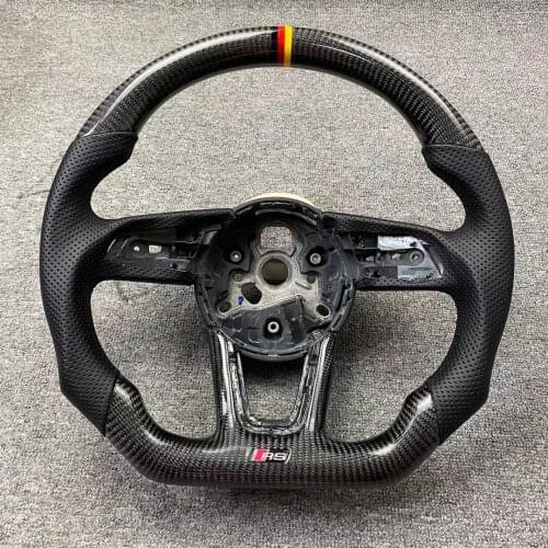 For Audi RS3 RS4 2018-2021 Cuatomized Carbon Fiber Sports Flat Steering Wheel Alcantara Leather D-Shape Style RS4 RS3