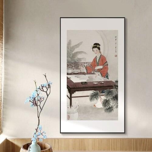 Traditional Chinese Twelve Beauties in Jinling Corridor Canvas Painting Wall Art Print Poster Picture for Living Room Home Decor