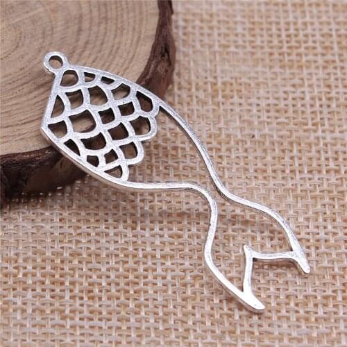WYSIWYG 10pcs 50x18mm Antique Silver Color Mermaid Tail Charms Pendant For Jewelry Making DIY Jewelry Findings