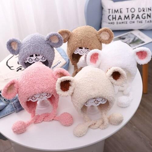 Winter Childrens Wool Warm Knitted Hat Kids Baby Girls Boys Scarf Korean Version Of Pure Color Fleece Ball Scarf Ins Same Style