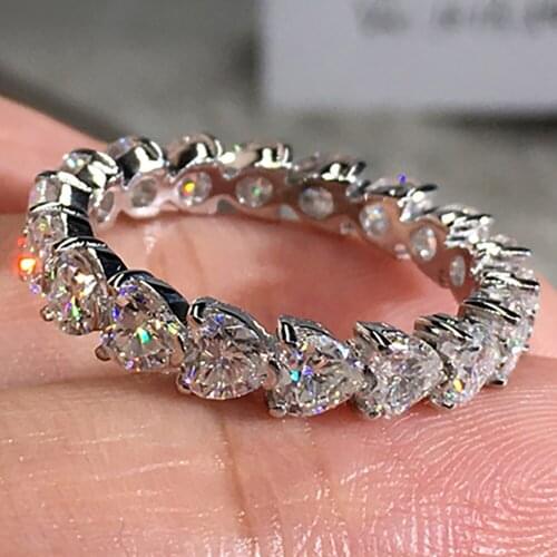 10K Au417 White Gold Women Ring Moissanite Diamonds Heart Wedding Party Engagement Anniversary Ring Present Trendy Romantic