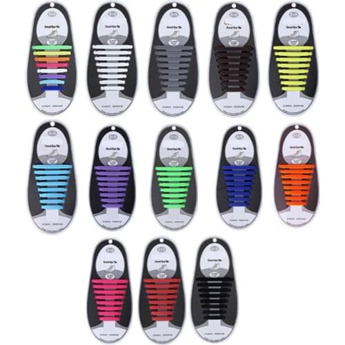 16Pcs/Set Elastic Silicone Shoelaces Athletic Running No Tie Shoelace Sneakers Fit Strap Shoes lace For Men Women shoelaces