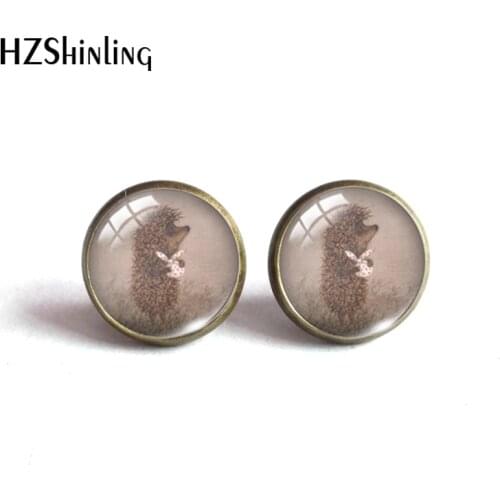 2020 New Hedgehog In The Fog Cartoon Hedgehog Anime Glass Dome Stud Earrings Cute Hedgehog Stainless Steel Plated Earrings