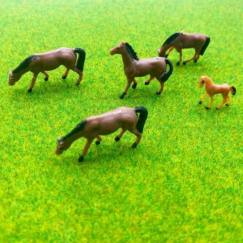5 PCS 1/87 HO Scale Painted Farm Animals Model Horse Train Layout Farm
