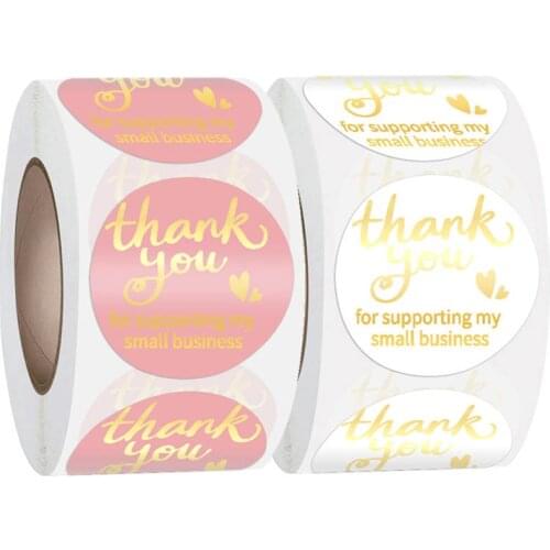 500PCS Round Rose Gold Label Hot Stamping Thank You Sticker Wedding Beautiful Gift Card Envelope Sealing Label Stationery