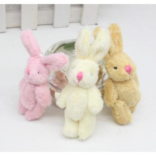 6cm Mini Cute Joint Stuffed Doll Gift for Dollhouse Decoration Birthday Cake Decors Plush Rabbit Key Chain Party Favors