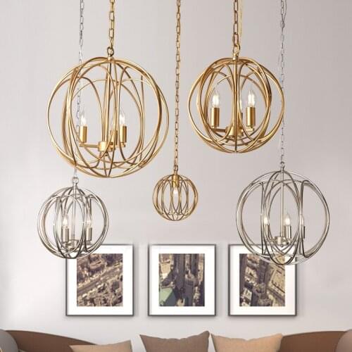 American Creative Glass Ball Pendant Lights Iron Hoop Hang Lamp For Bedroom Cafe Restaurant Bar Indoor Lighting Fixtures Decor