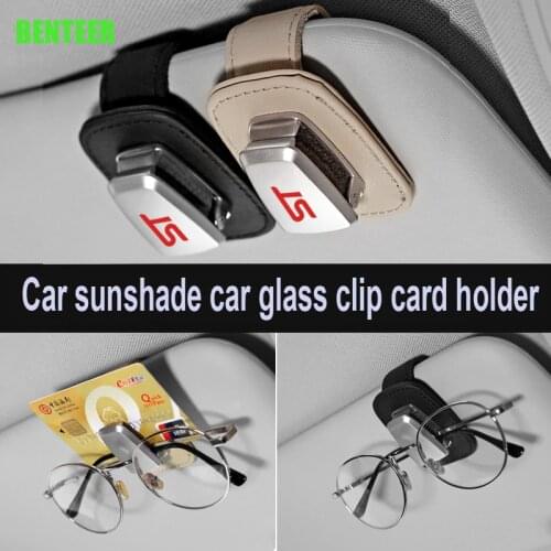 Genuine Leather Car Sunshade Glass Clip Holder For ST STline Ford Fiesta Mondeo Fusion Escape Edge Ecosport Kuga