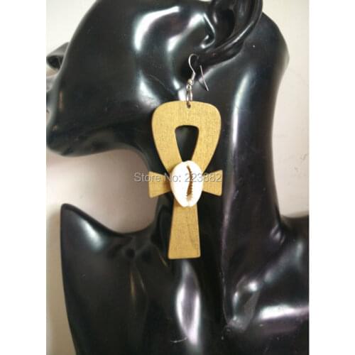 Free shipping!! Hot Sale Ankh Symbol Wooden Earrings