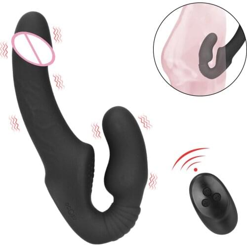 Wireless Sex Toys for Lesbian Strap-on Dildo Dual Penis Head Female Masturbation Dildo Vibrator Anal Prostate Massager G Spot