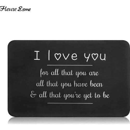 Love Note Boyfriend Gifts Engraved Wallet Cards Inserts Anniversary Valentine Gifts Party Favors Gifts for Him Husband Men Groom