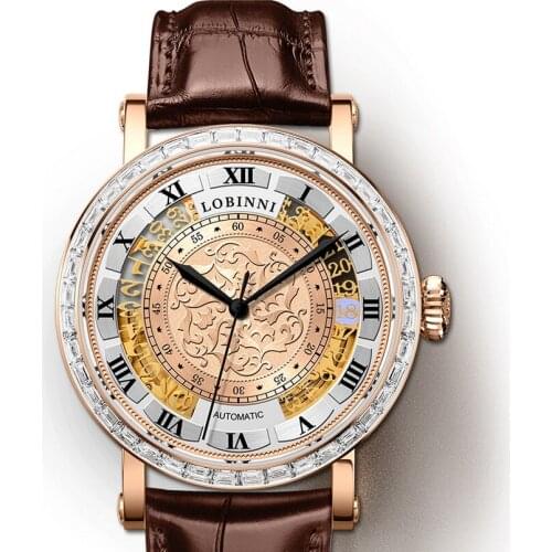 LOBINNI top luxury brand watches for men,mens automatic watch mechanical wristwatch 50m waterproof Switzerland clock sapphire