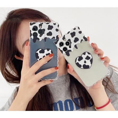 Luxury Milk Lattice Pattern Love Heart Phone Case For IPhone X XR XS 12 11 Pro Max Transparent Bumper Anti-fall Soft Back Cover