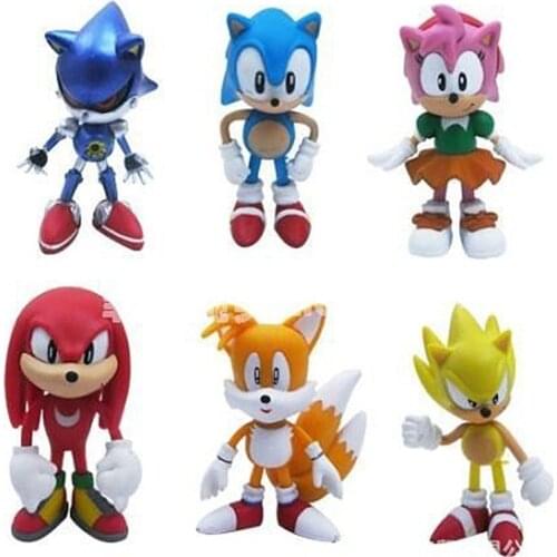 6Pcs/Set 6-7cm Sonic Figures Toy Pvc Toy Shadow Tails Characters Figure Toys For Children Animals Toys Set Free Shipping