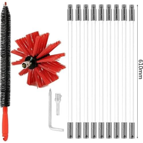 Bendable Cleaning Brush Set for Chimney Fireplace Pipe Stove Range Hood Sweeping Brushes Tool Kit