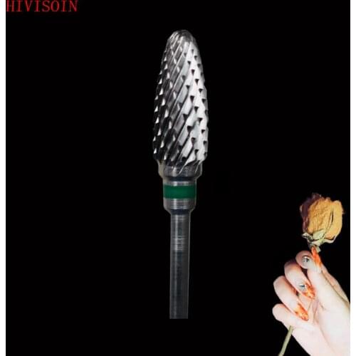 HIVISOIN- 10pcs -Carbide Nail Drill Bit - Flame Bit - F (60092010) TiN