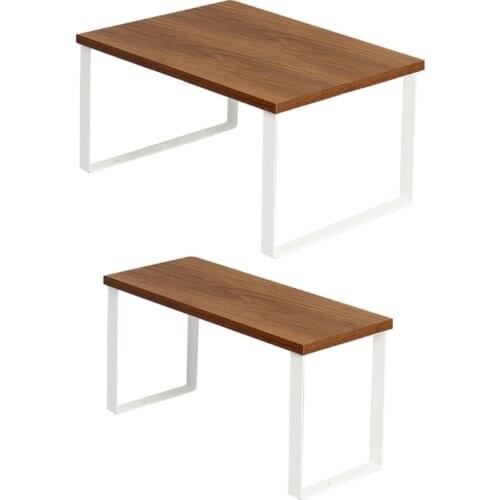 Wrought Iron+Wood Desktop Shelf Rack Bathroom Multi-Functional Finishing Rack Kitchen Spice Organizer Closet Storage Wardrobe