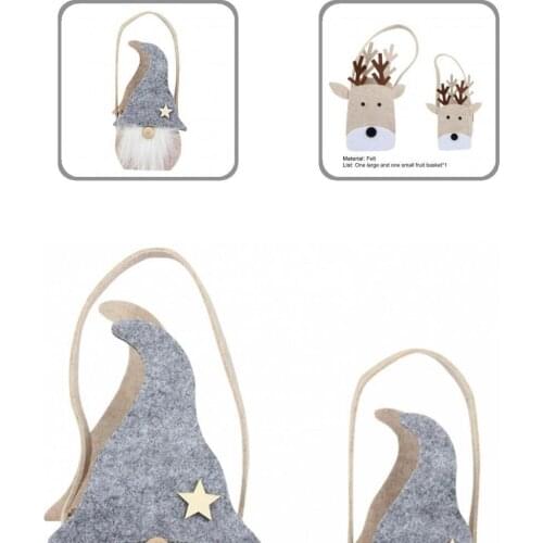 Lightweight 2Pcs Classic Christmas Ornament Santa Gift Bag Felt Candy Bags Elk Shape for Garden