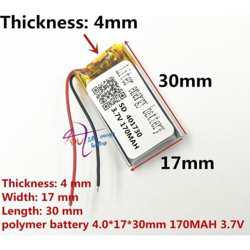 Best battery brand Size 401730 3.7V 170mah Lithium polymer Battery with Protection Board For MP3 MP4 MP5 GPS Digital Products Fr